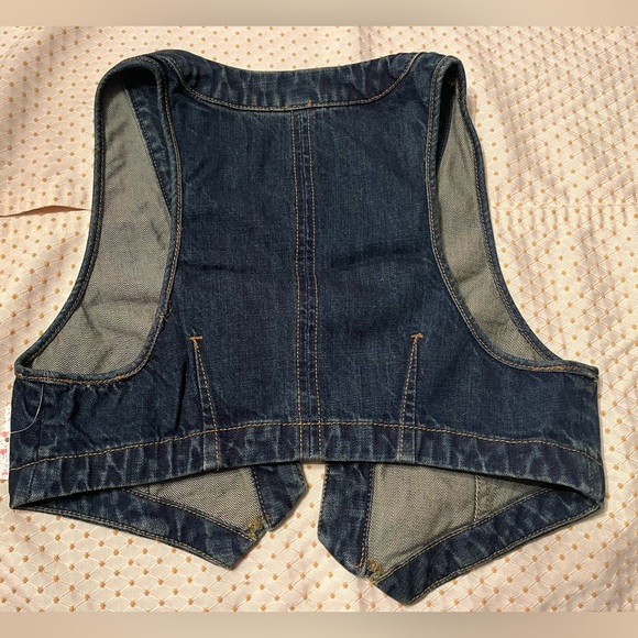 NWT Free People Vest Denim Micro Navy Extra Small - Picture 2 of 7